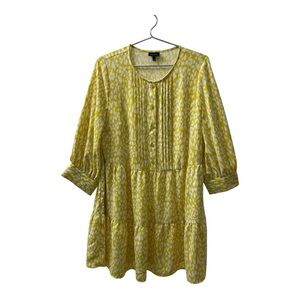 WhoWhatWear Yellow Citrus Leopard Tiered Dress